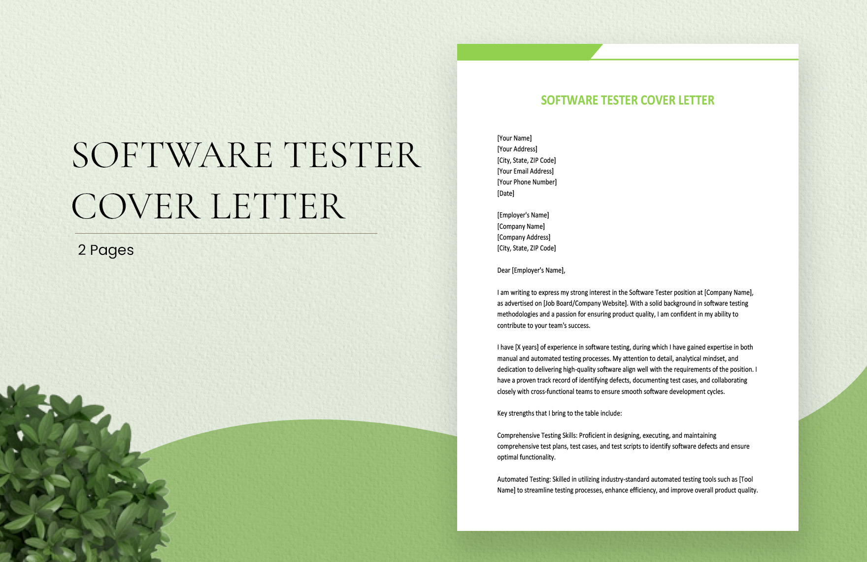 Software Tester Cover Letter