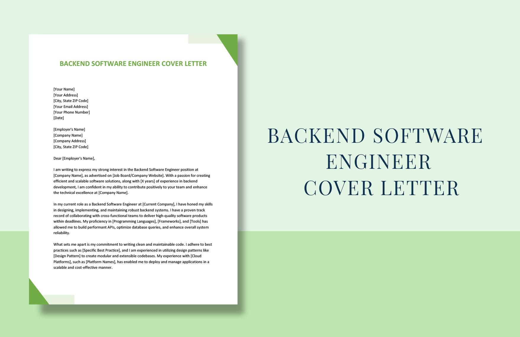 Backend Software Engineer Cover Letter in Word, Google Docs