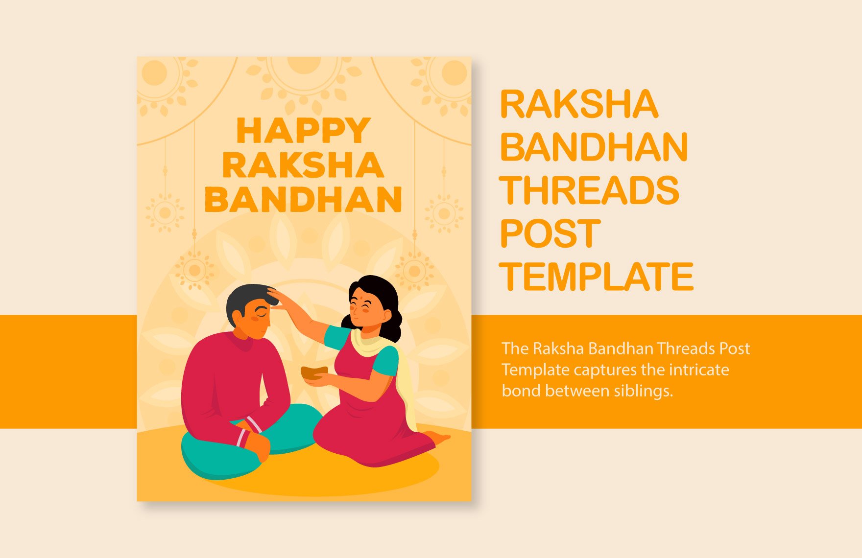 Free Raksha Bandhan Threads Post Template in Illustrator, PSD, PNG