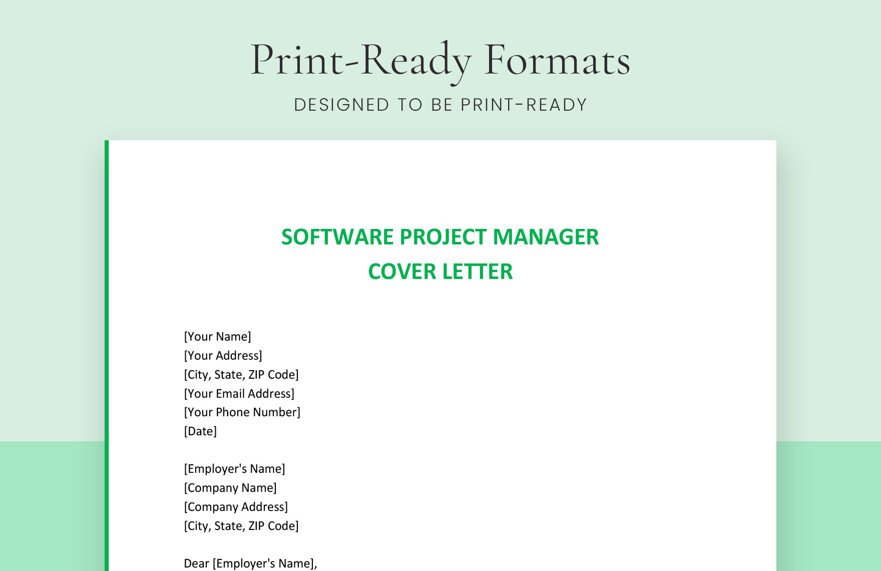 Software Project Manager Cover Letter