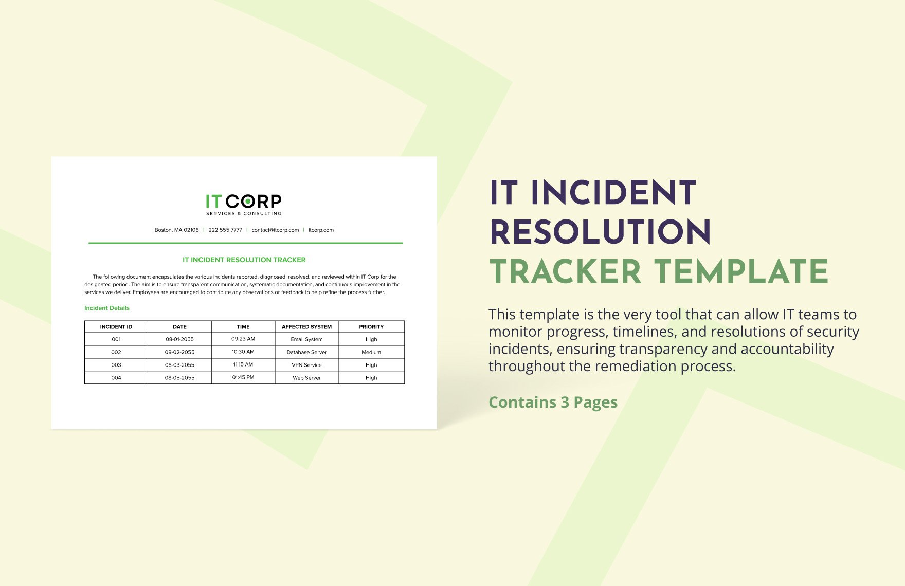 IT Incident Resolution Tracker Template