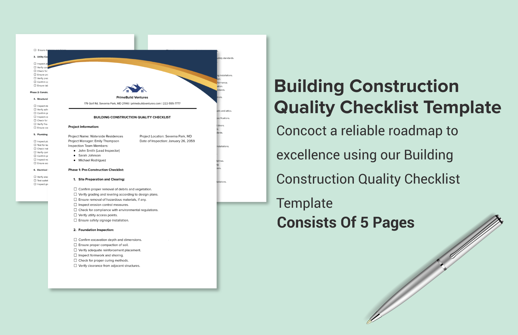 Building Construction Quality Checklist Template