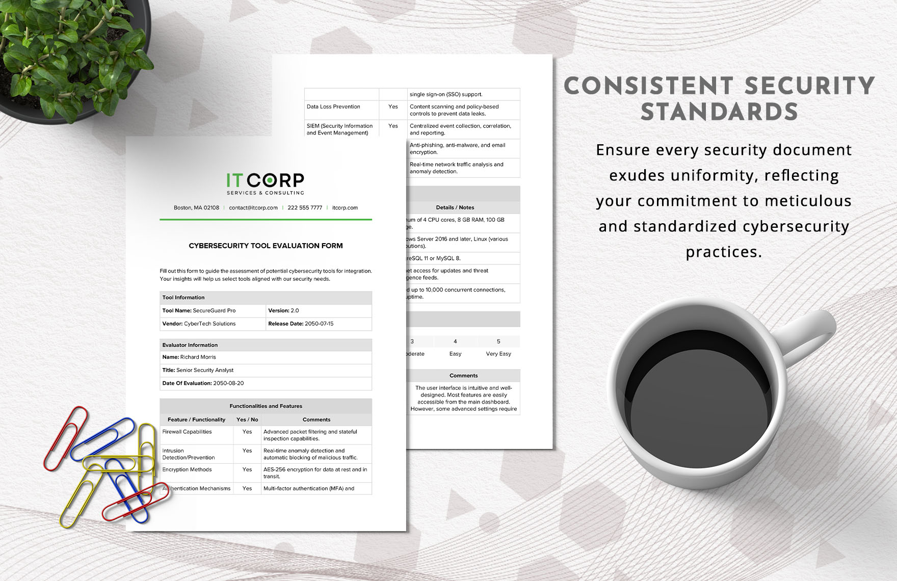 Cybersecurity Tool Evaluation Form Template