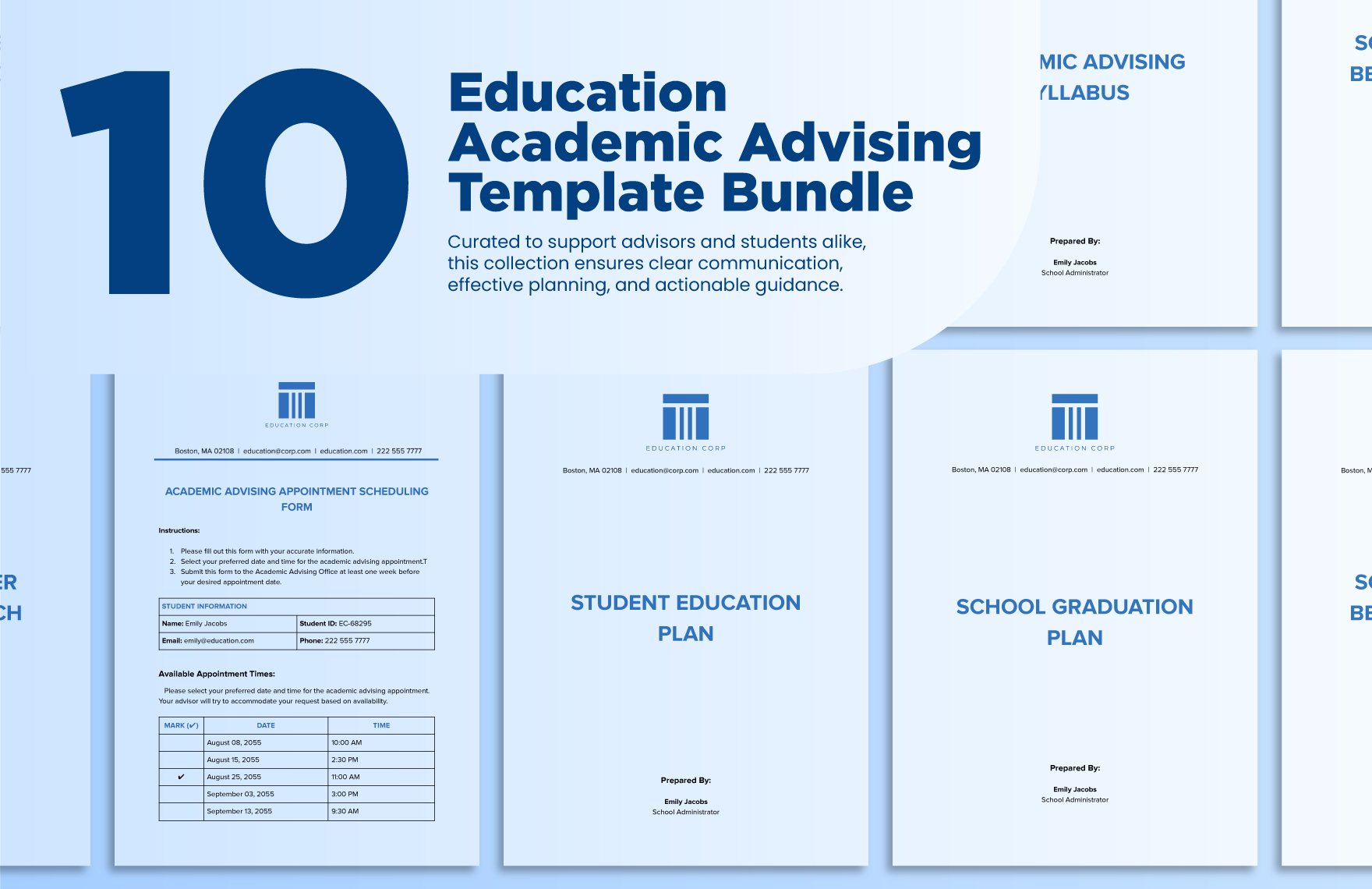 10 Education Academic Advising Template Bundle