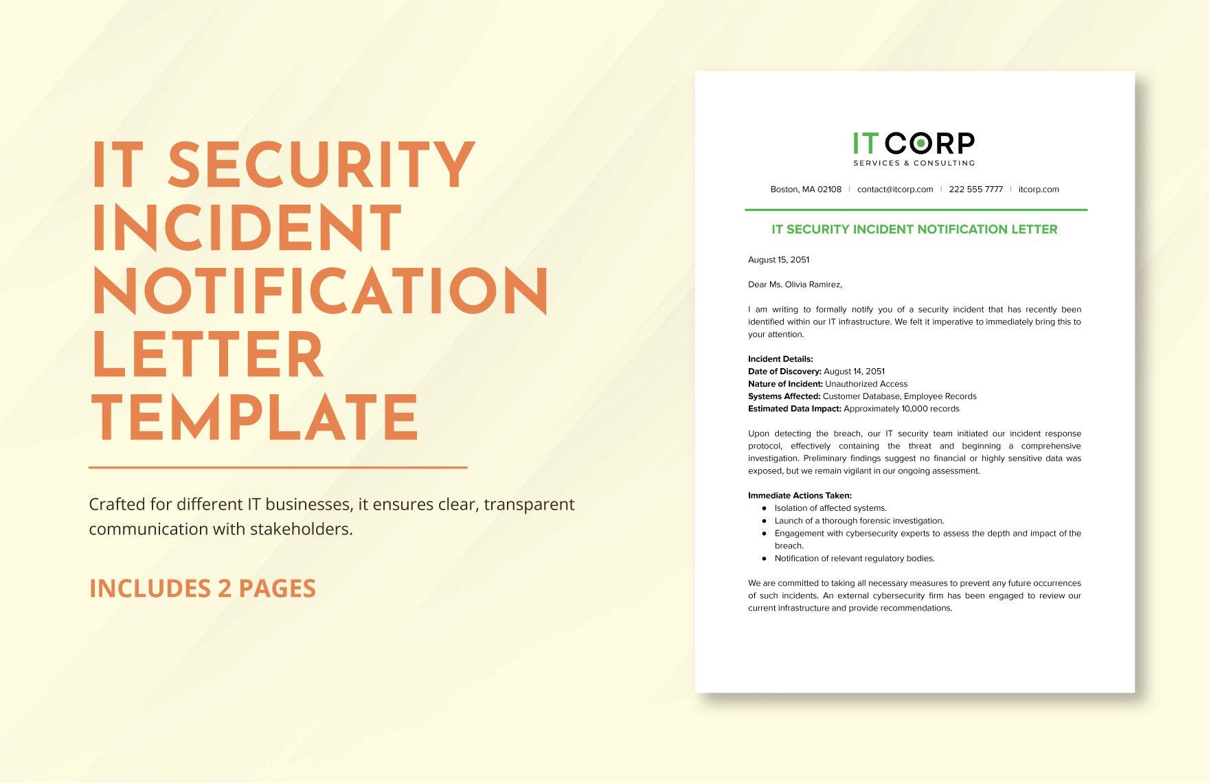 IT Security Incident Notification Letter Template