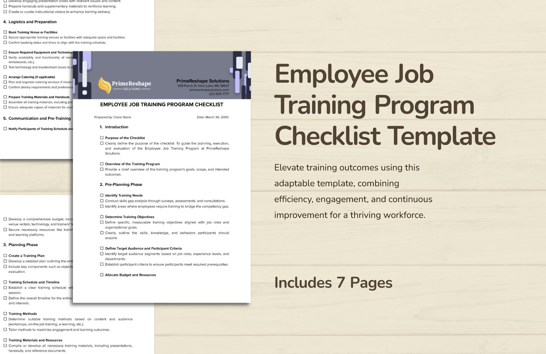 Employee Job Training Program Checklist Template