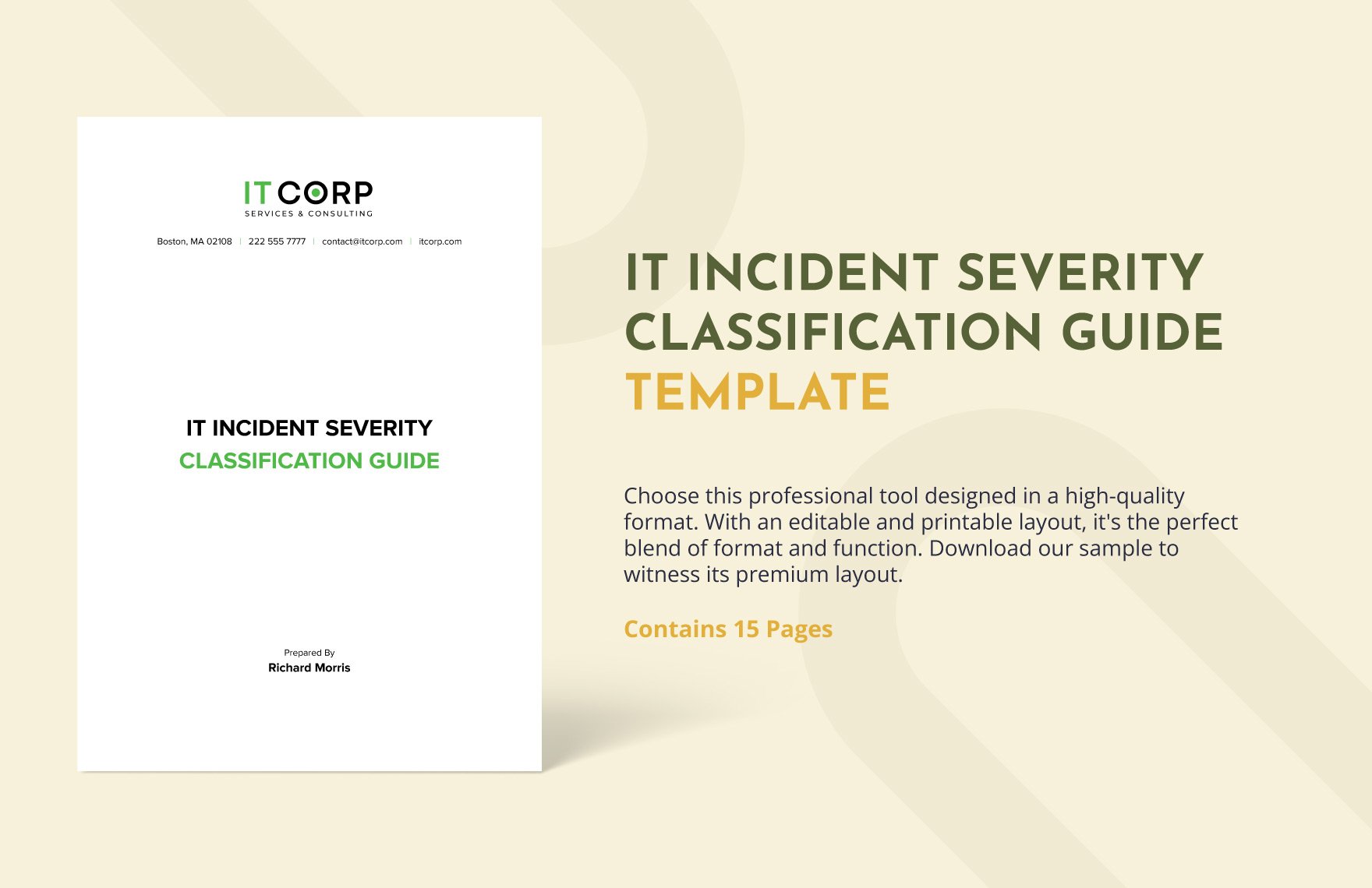 IT Incident Severity Classification Guide Template