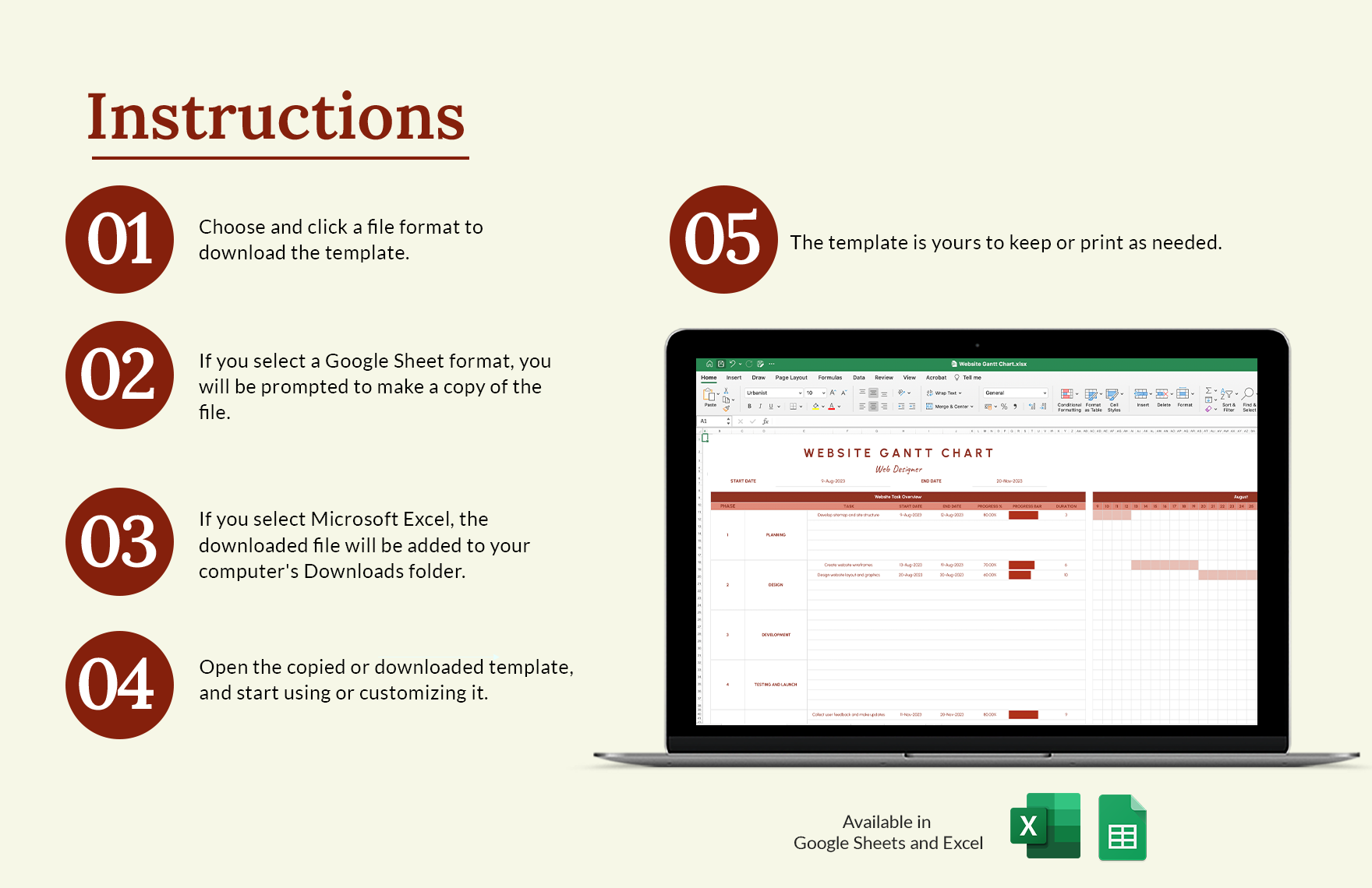 Website Gantt Chart Template