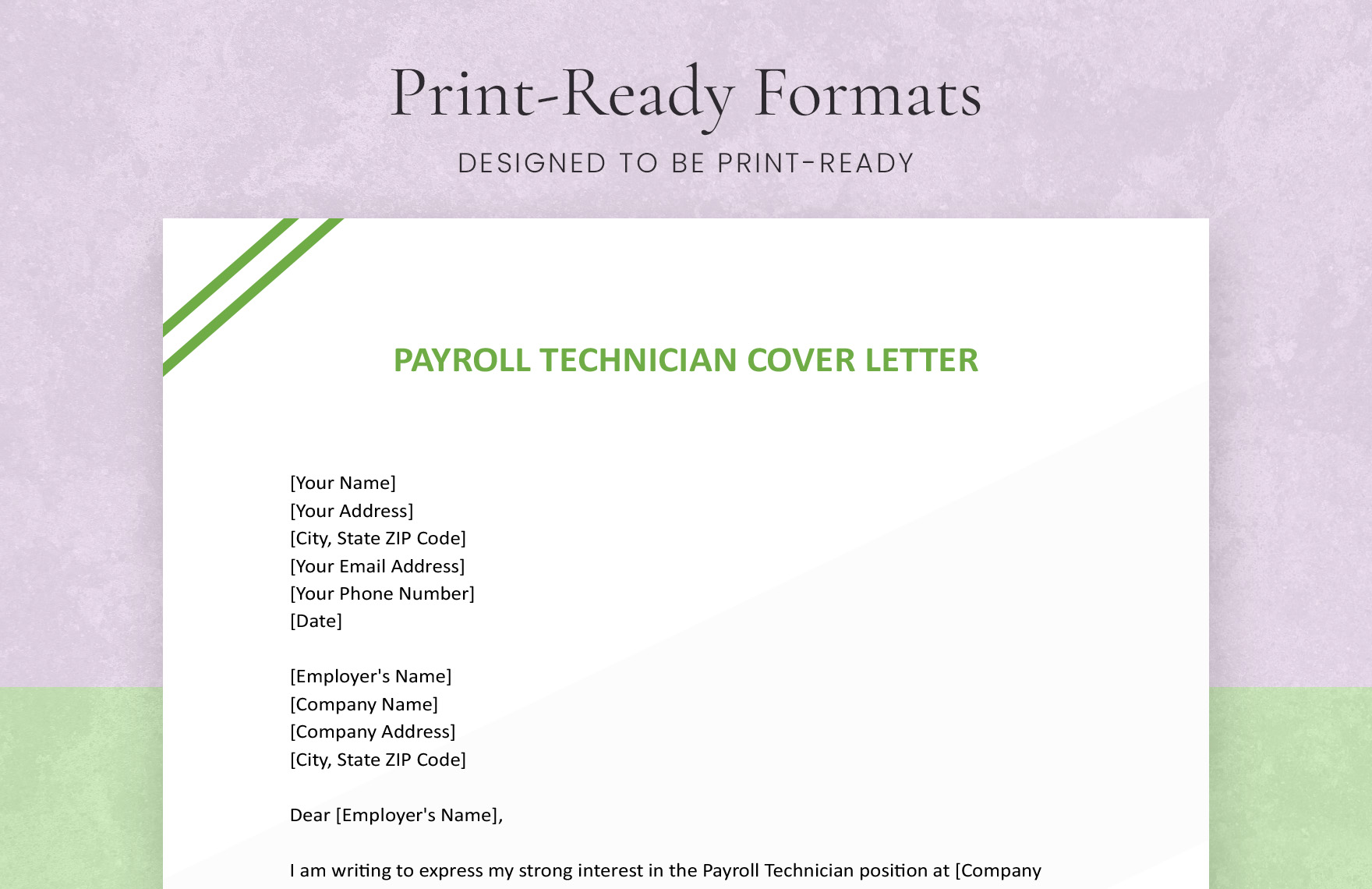 Payroll Technician Cover Letter