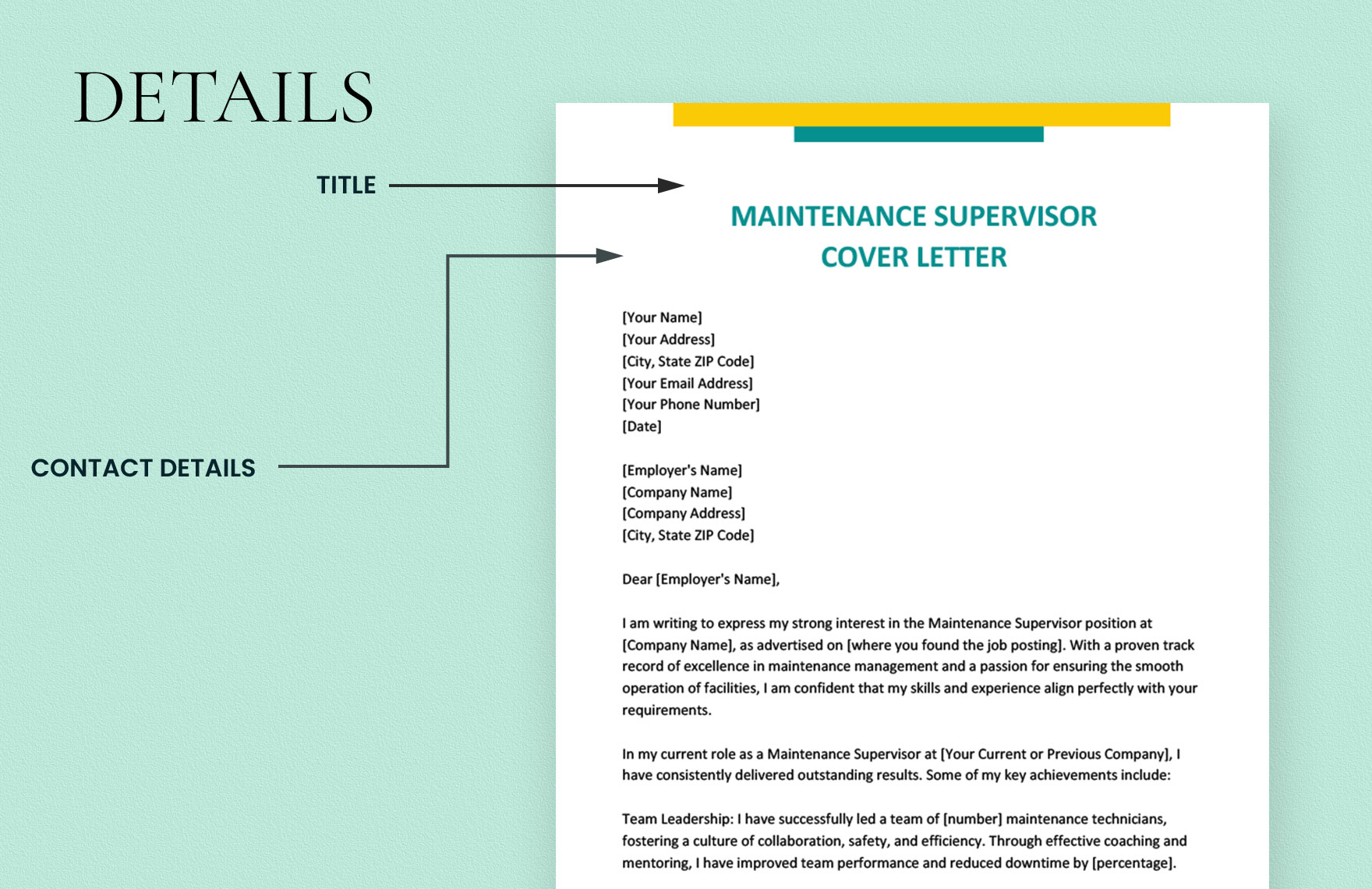 Maintenance Supervisor Cover Letter