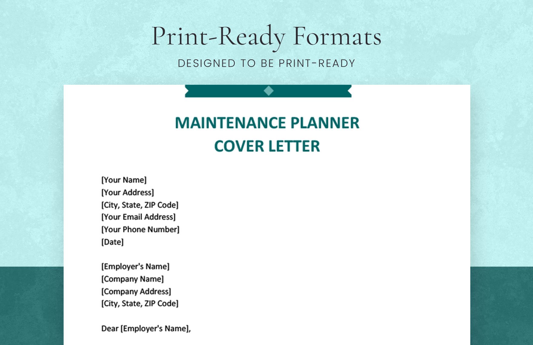 Maintenance Planner Cover Letter