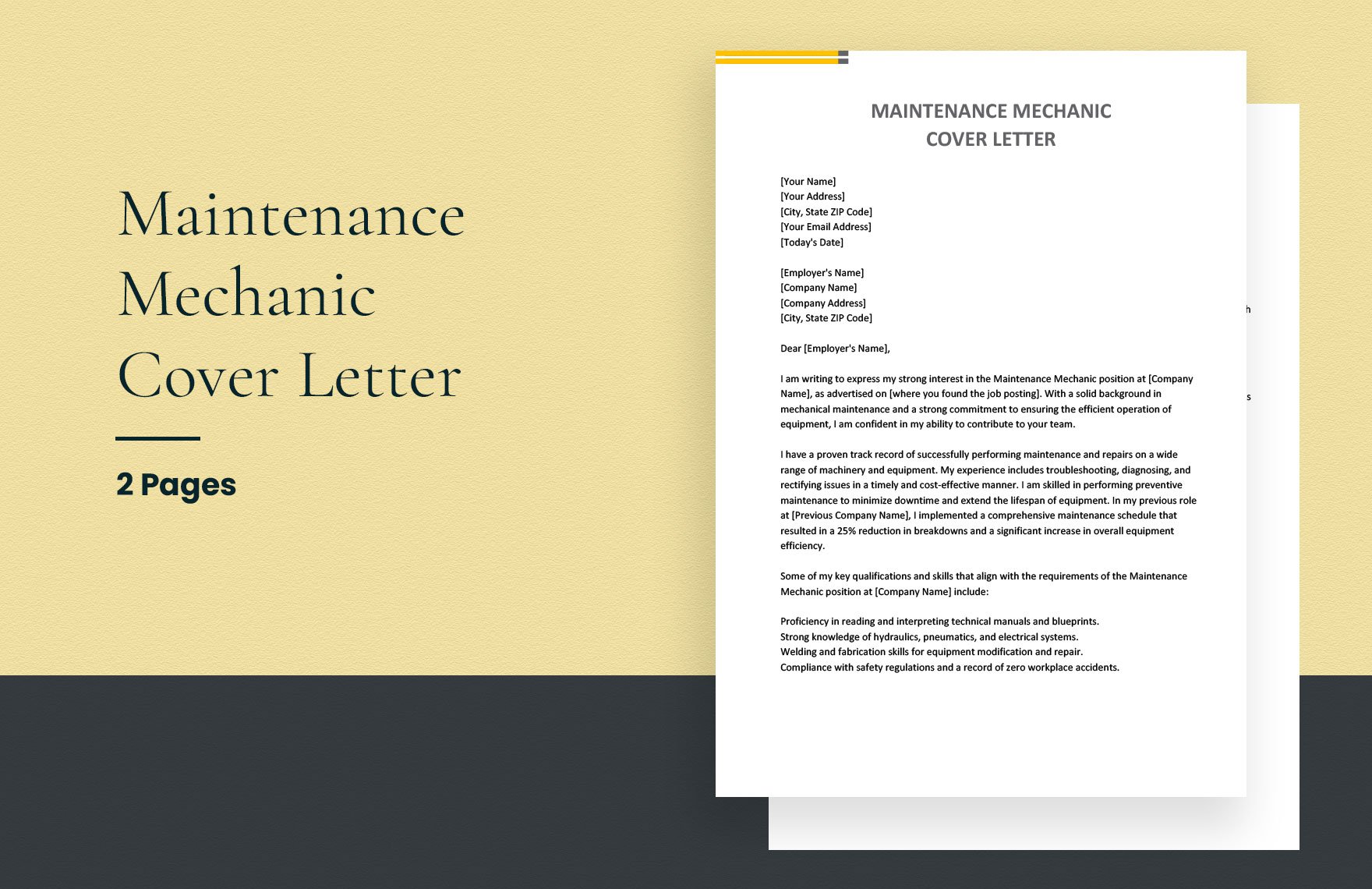 Maintenance Mechanic Cover Letter