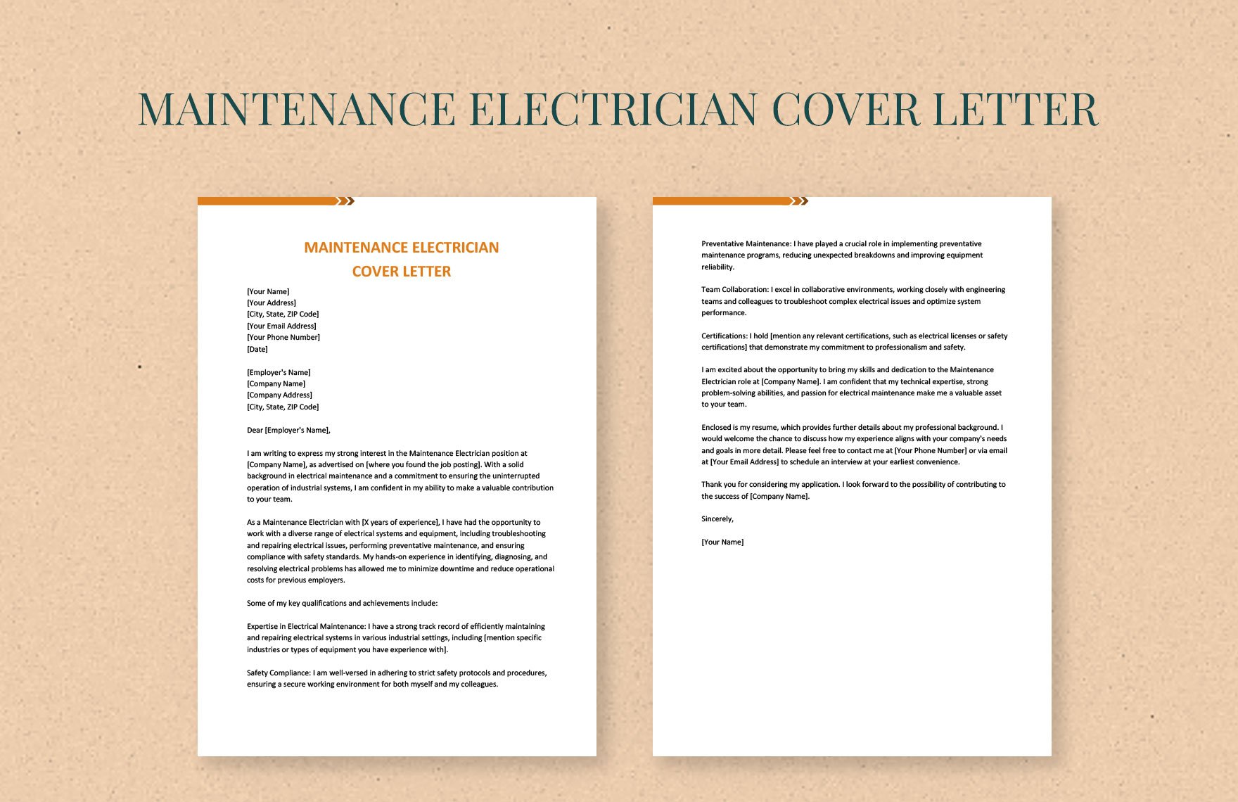 Maintenance Electrician Cover Letter