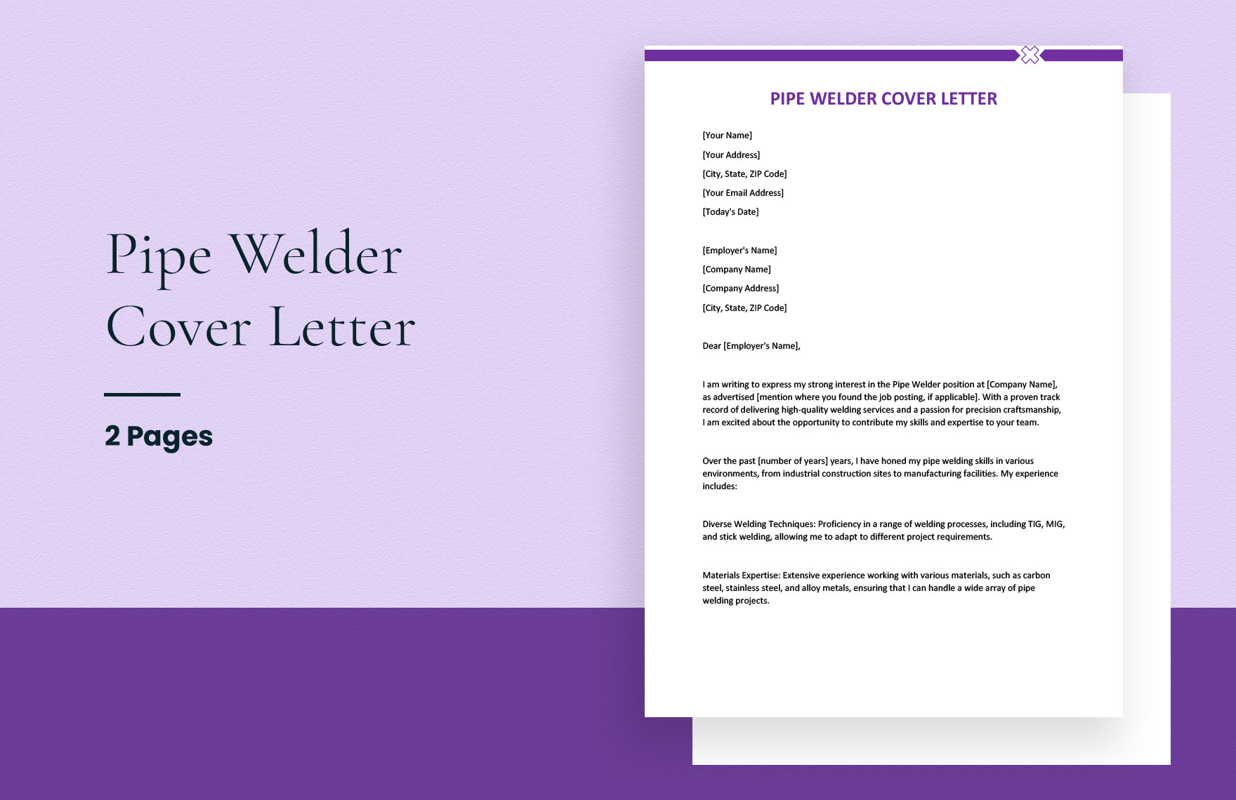 Pipe Welder Cover Letter in Word, Google Docs