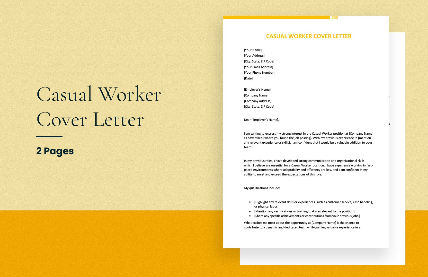 Casual Worker Cover Letter in Word, Google Docs