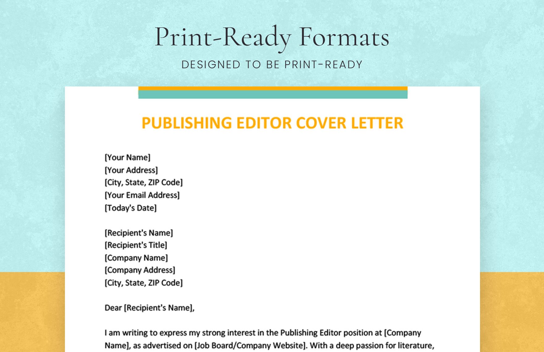 Publishing Editor Cover Letter