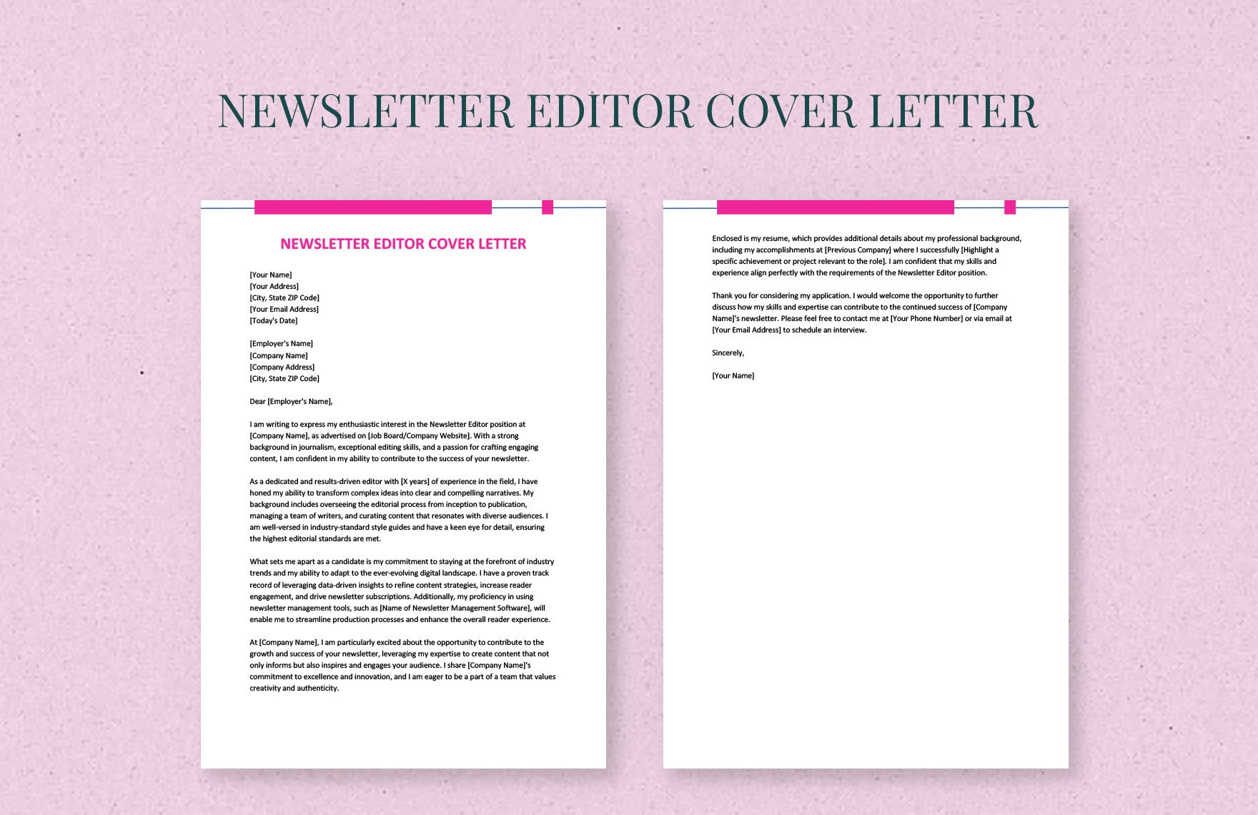 Newsletter Editor Cover Letter