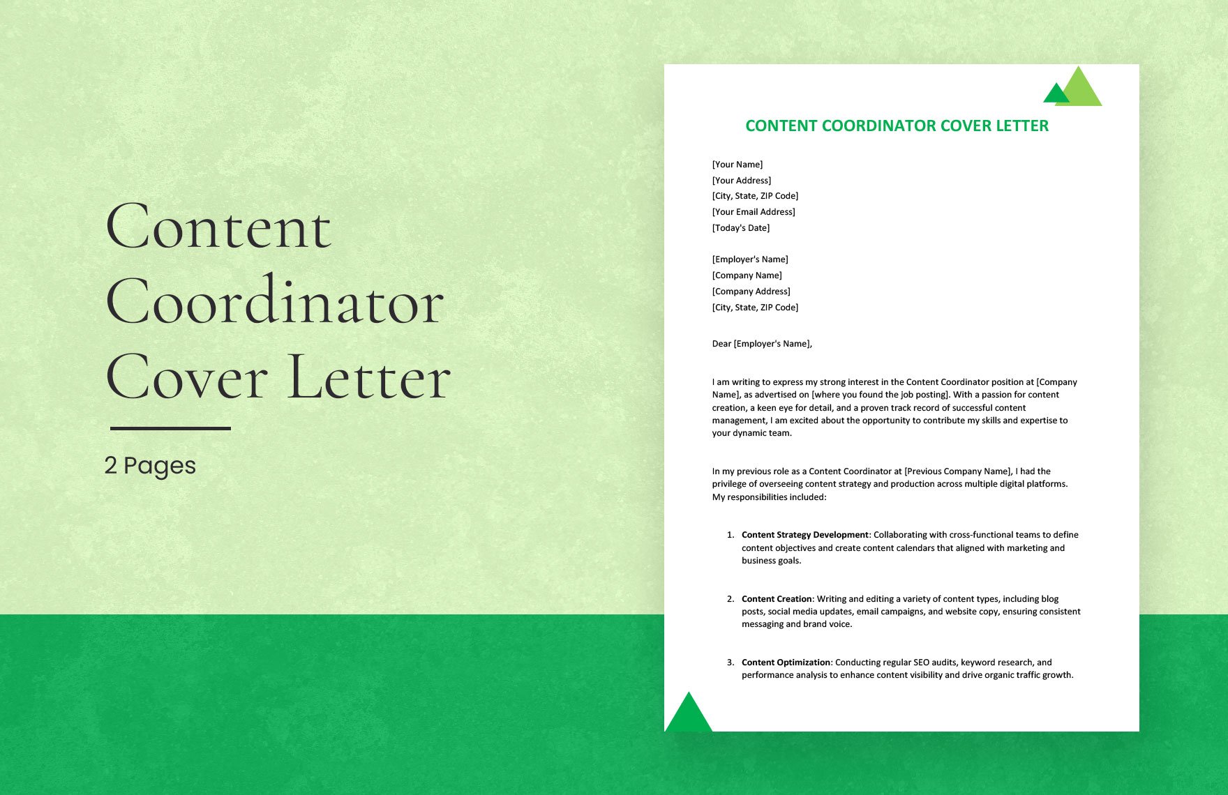 Content Coordinator Cover Letter