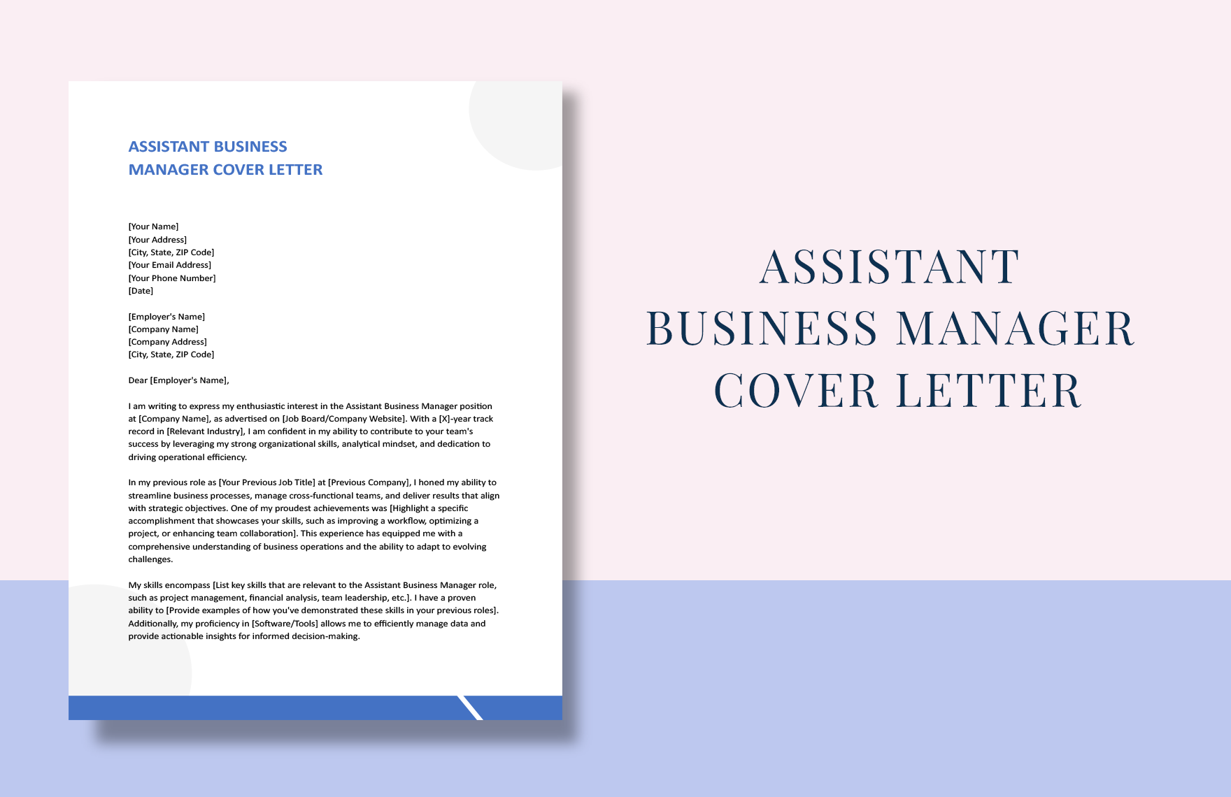 Assistant Business Manager Cover Letter