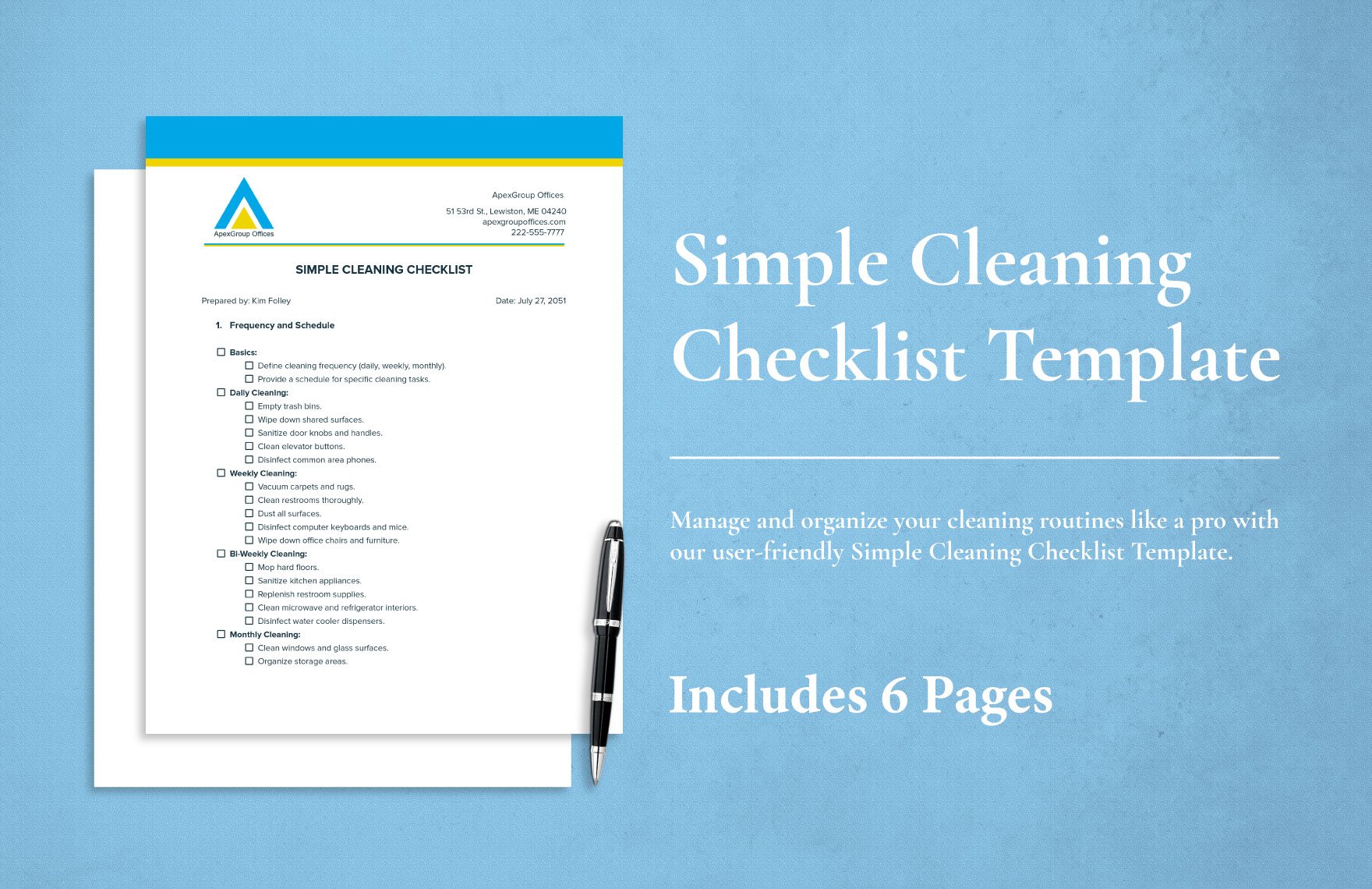 Simple Cleaning Checklist Template