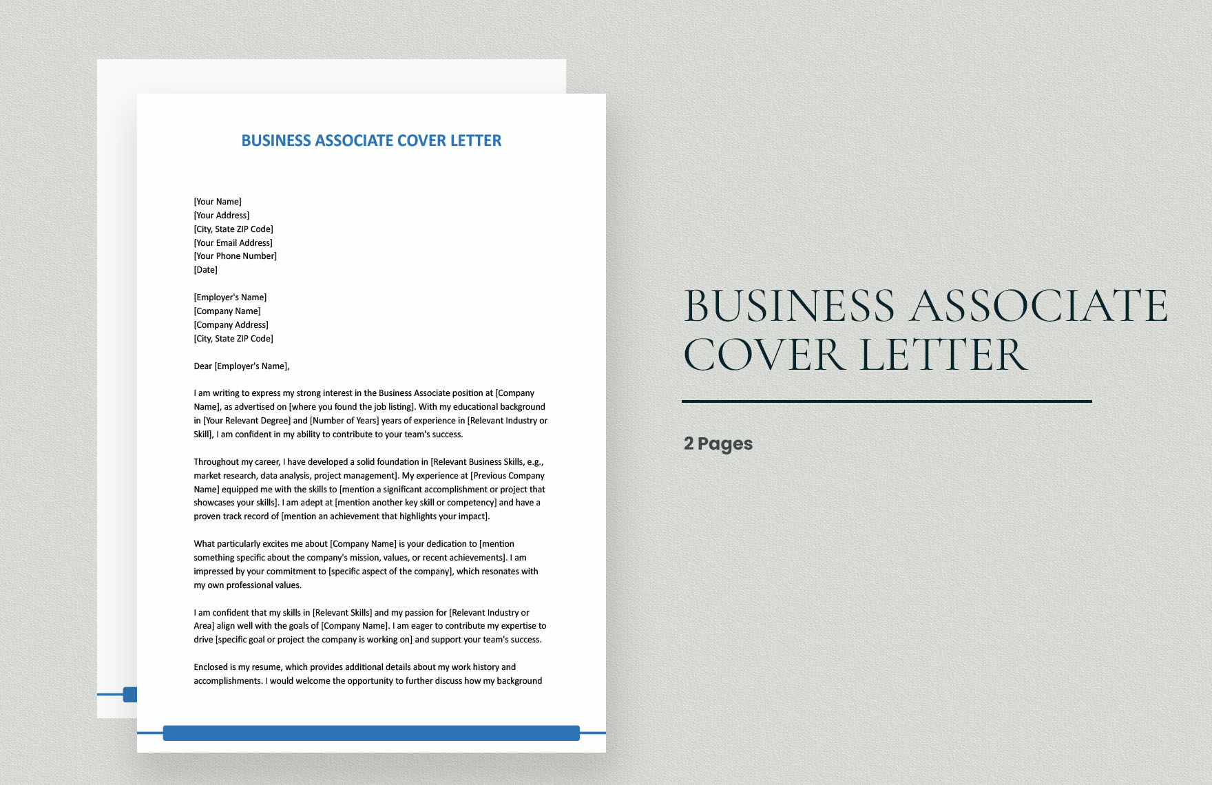 Business Associate Cover Letter
