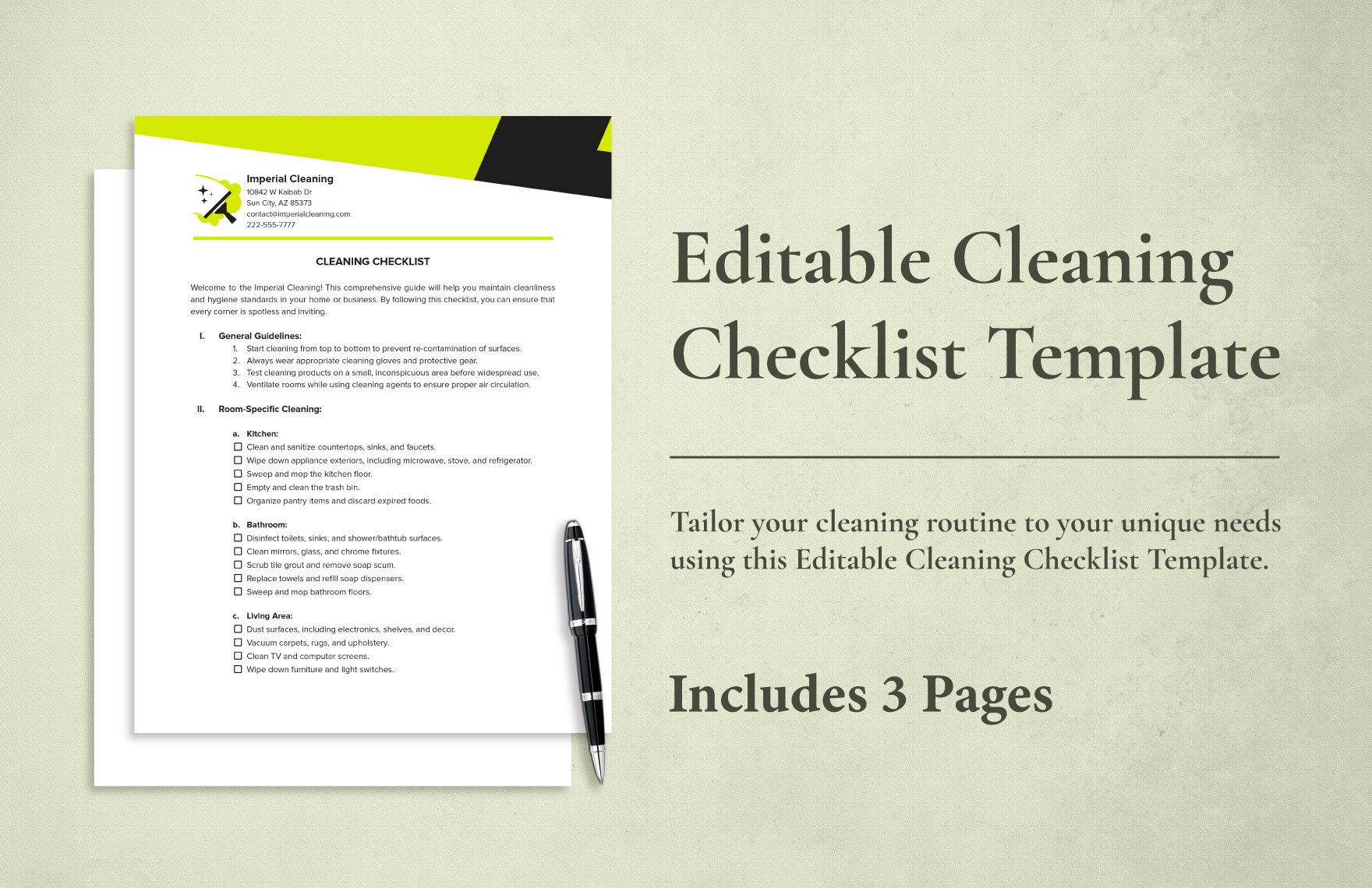  Editable Cleaning Checklist Template