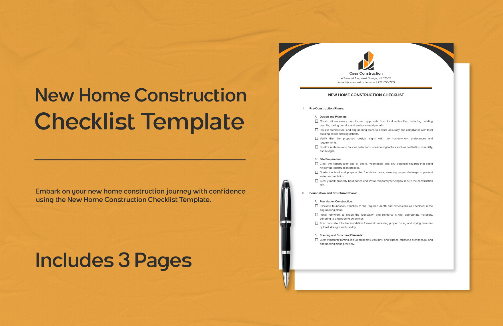 New Home Construction Checklist Template