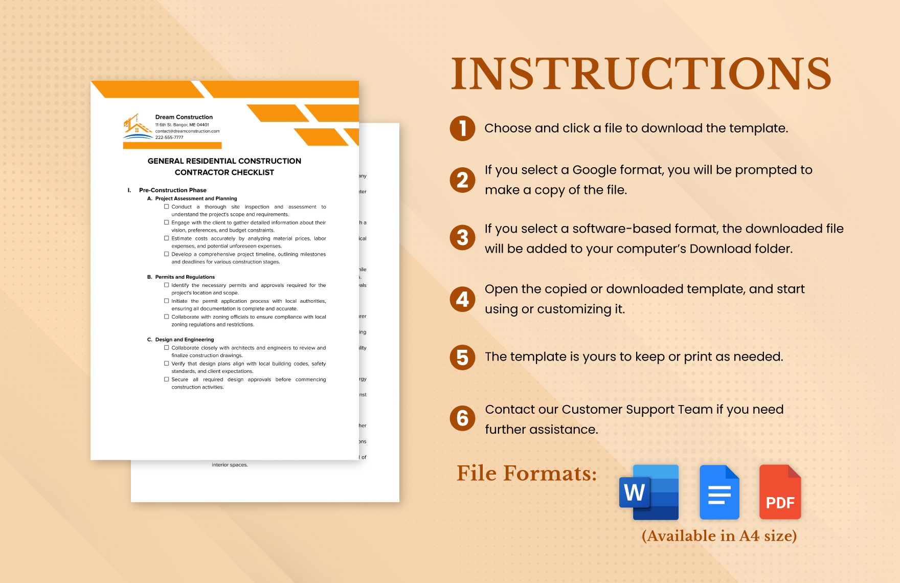 General Residential Construction Contractor Checklist Template