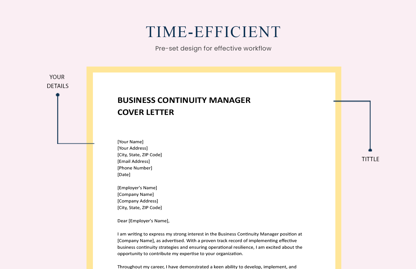 Business Continuity Manager Cover Letter