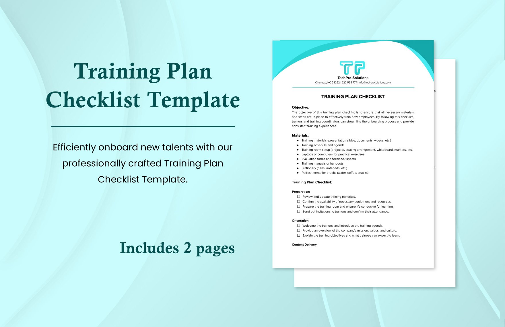 Training Plan Checklist Template