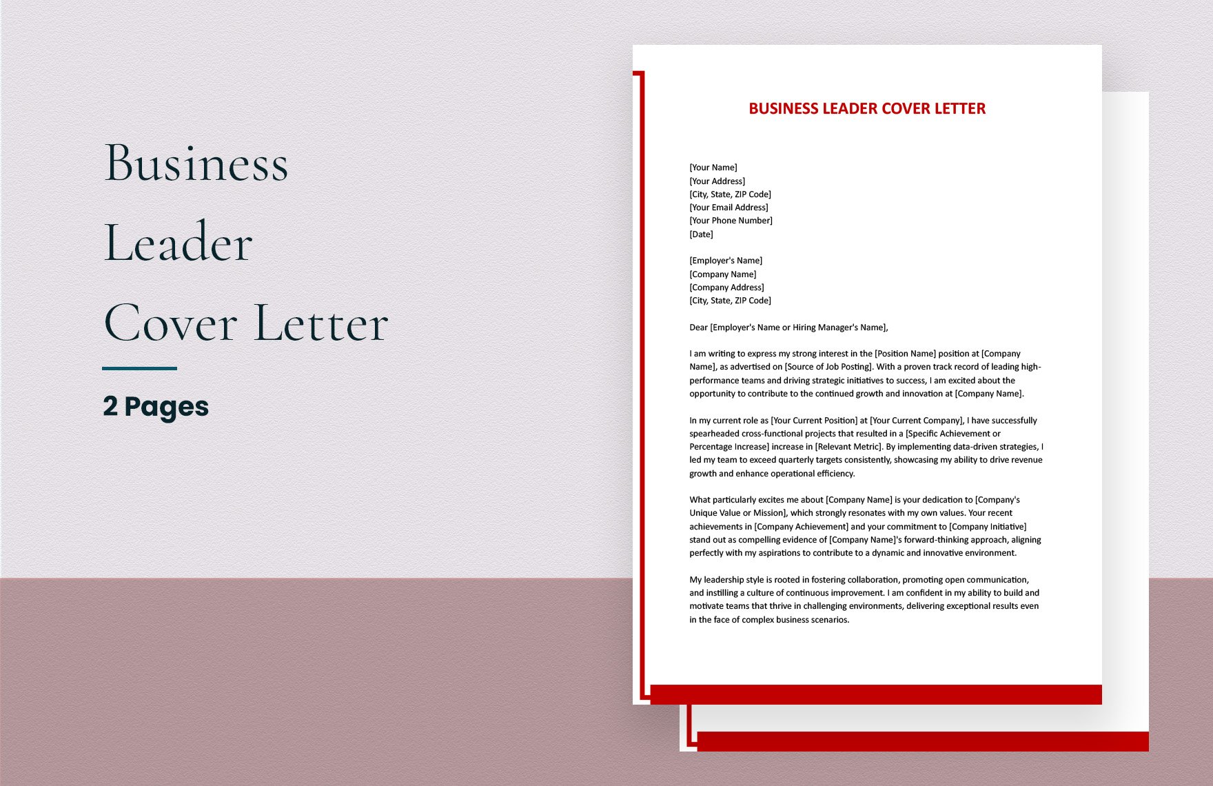 Business Leader Cover Letter