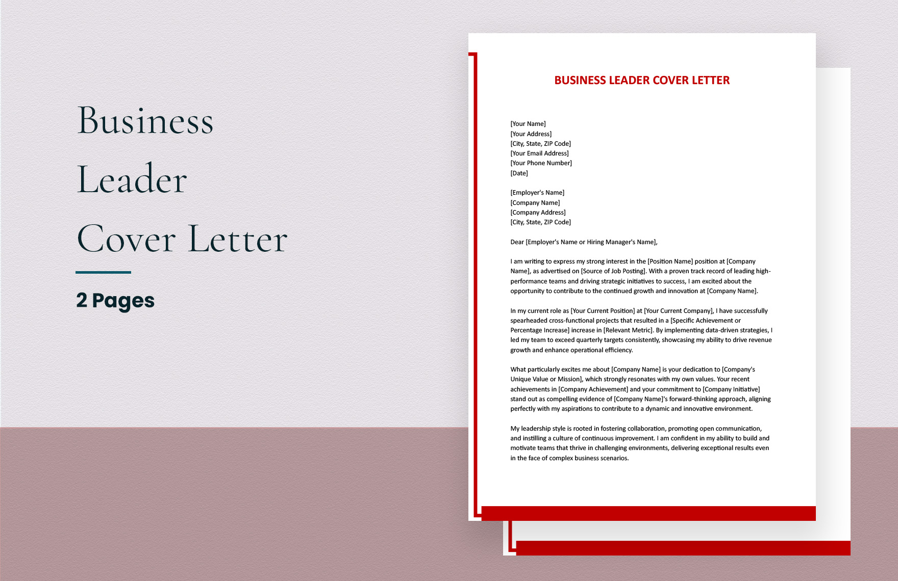 Business Leader Cover Letter In Word Google Docs Pages Download Business Leader Cover Letter In Word Google Docs Pages Download