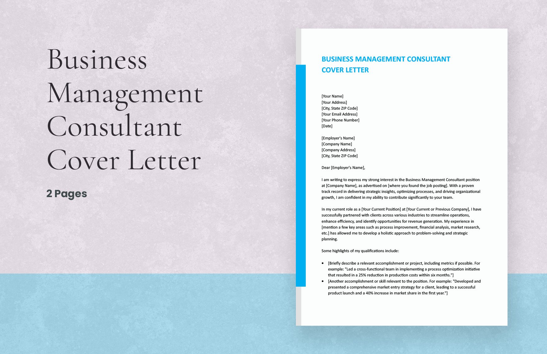Business Management Consultant Cover Letter