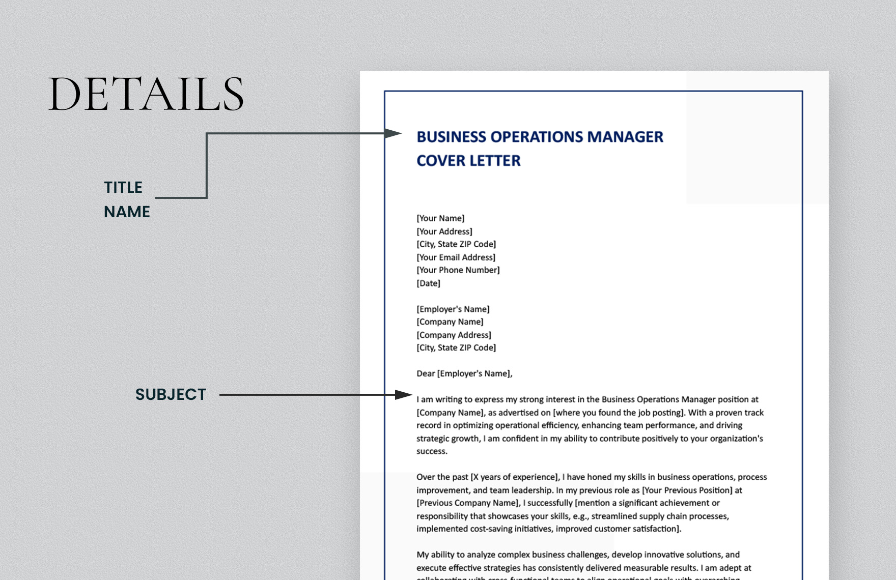 Business Operations Manager Cover Letter