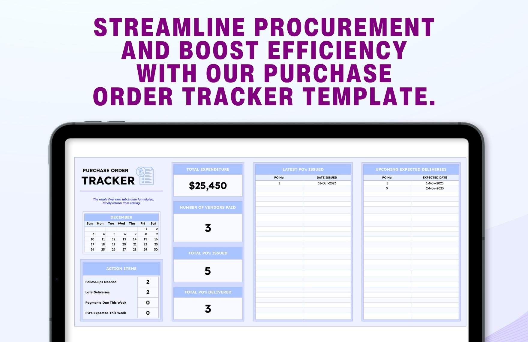 Purchase Order Tracker Template
