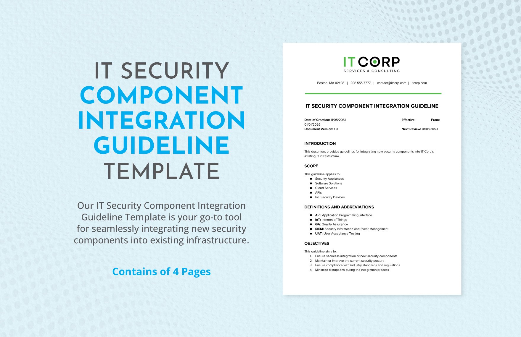 IT Security Component Integration Guideline Template in Word, Google Docs, PDF