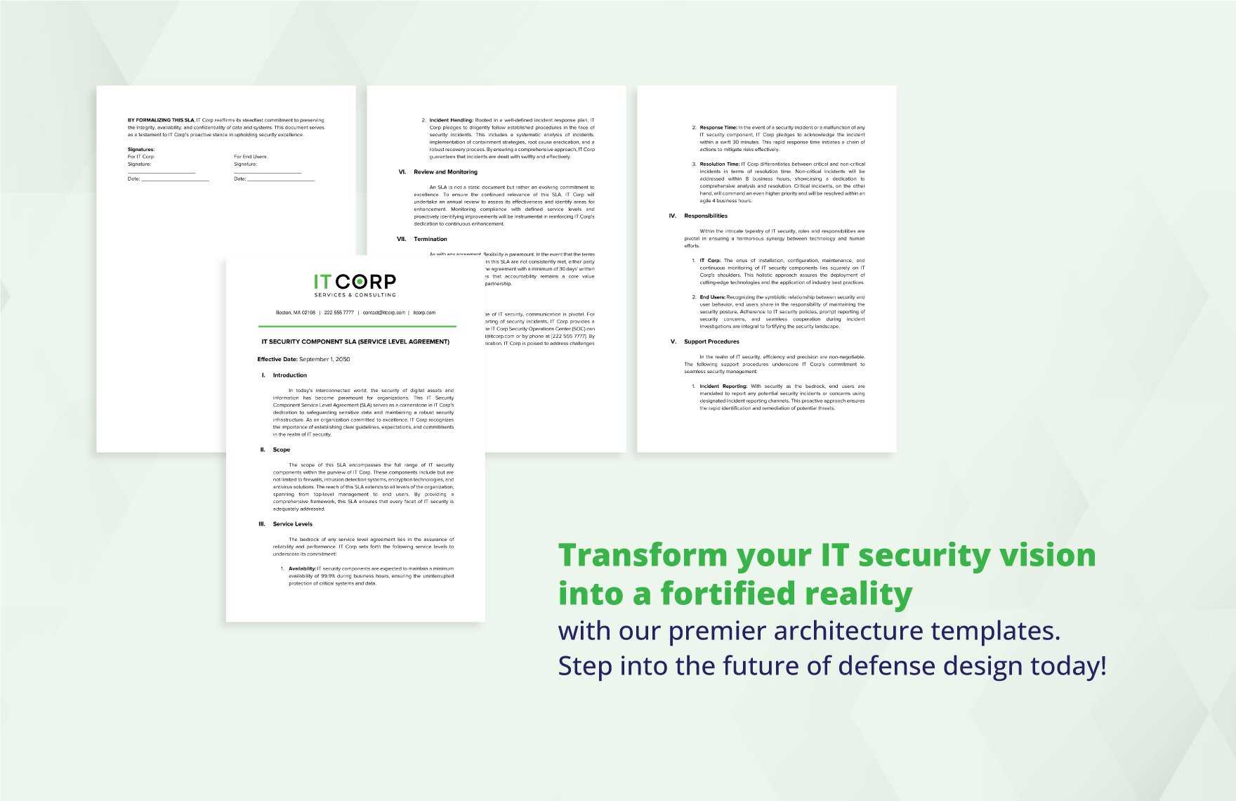 IT Security Component SLA (Service Level Agreement) Template