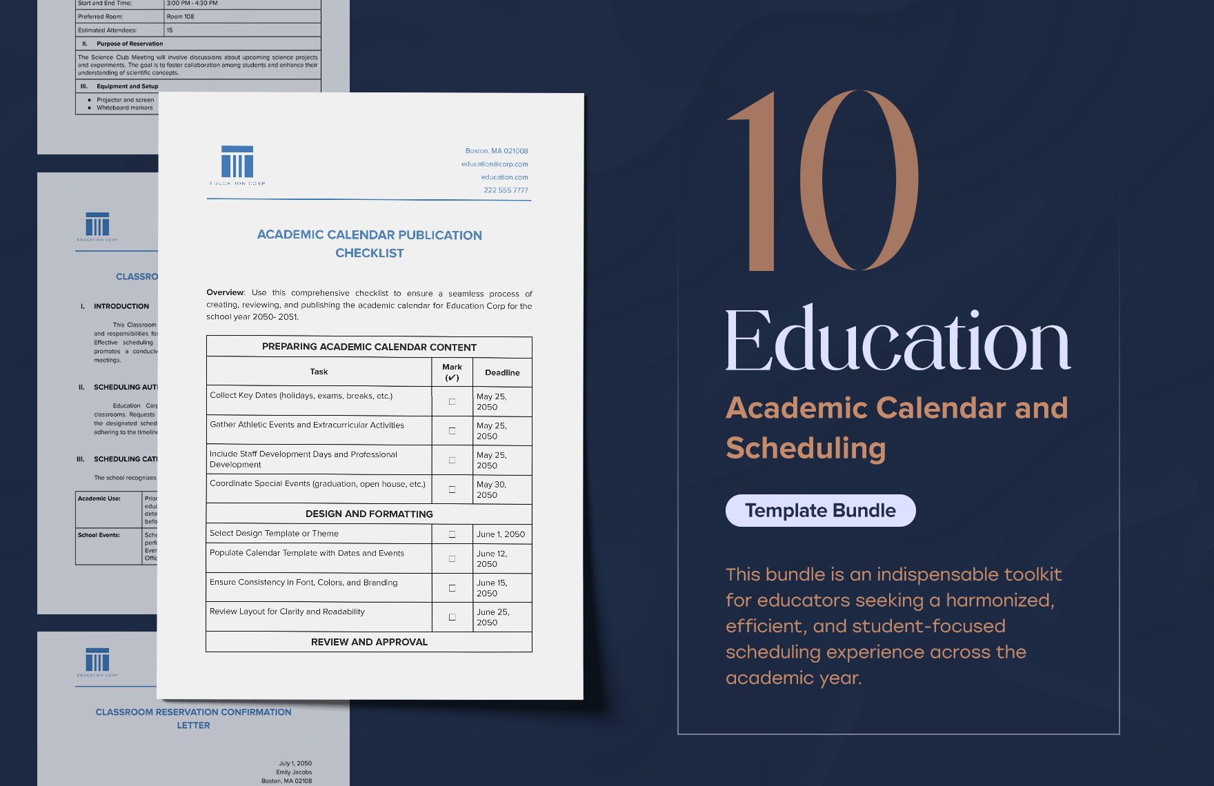 10 Education Academic Calendar and Scheduling Template Bundle