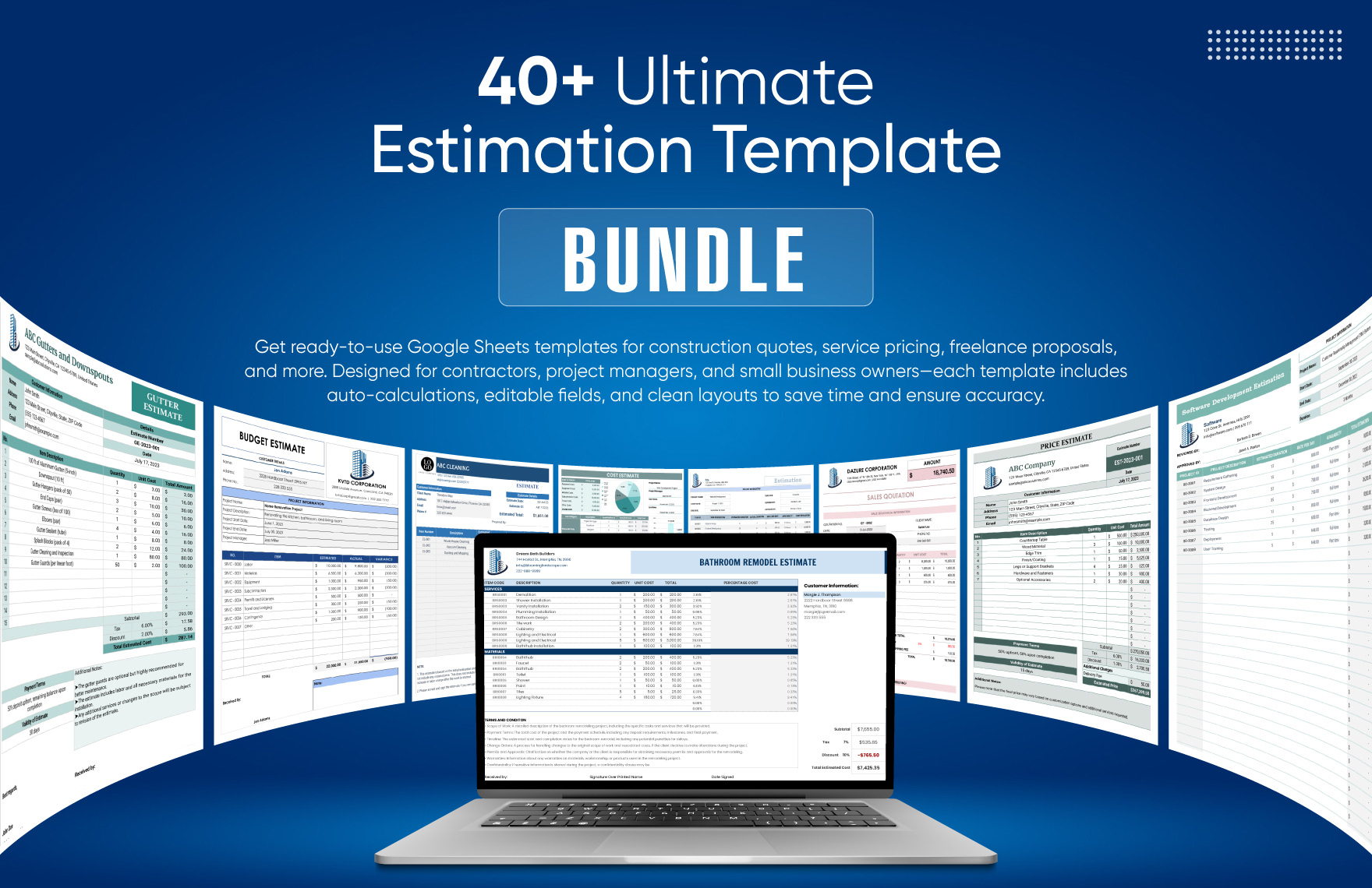 40+ Ultimate Estimation Template Bundle in Excel, Google Sheets to Download