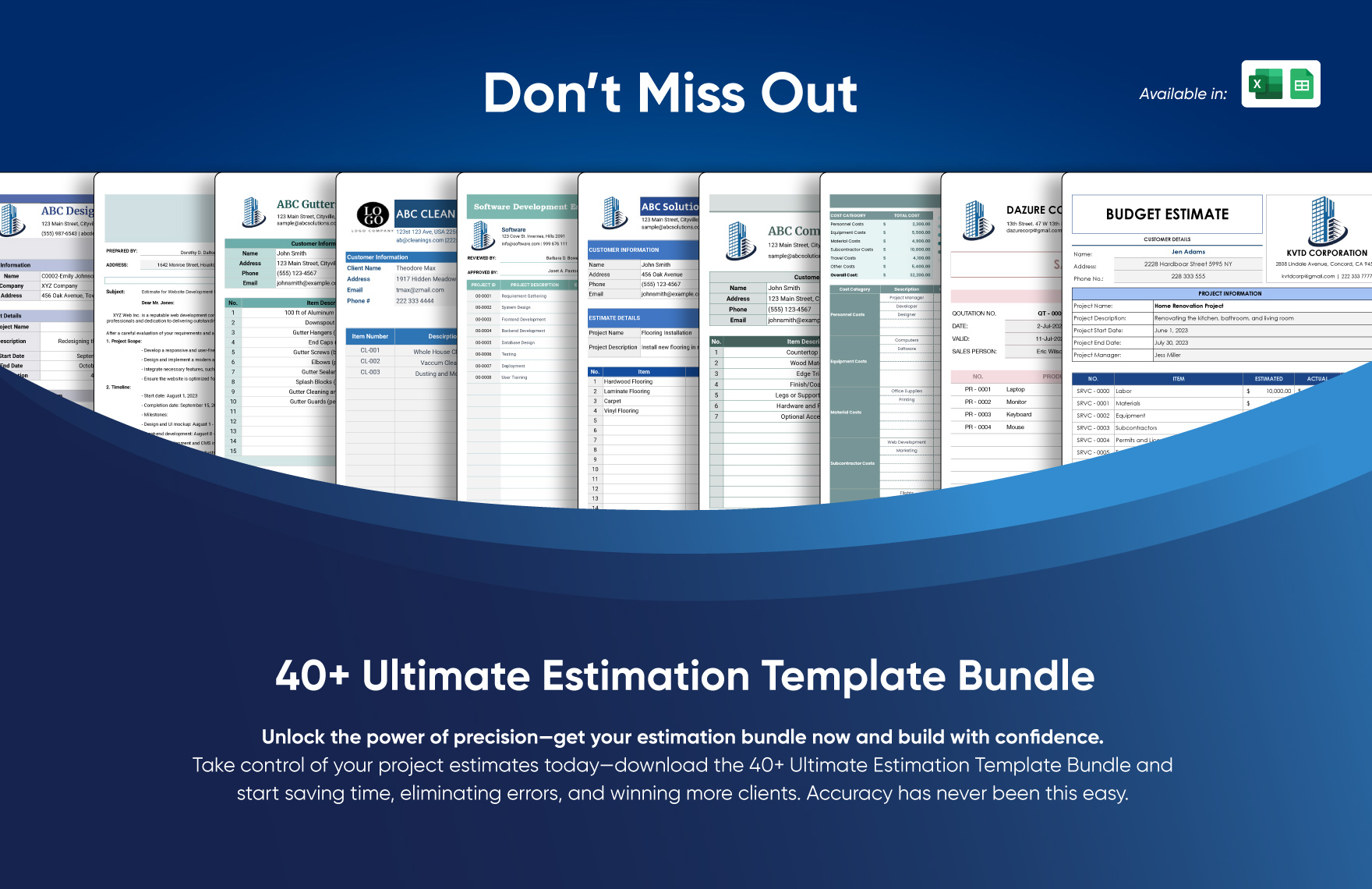 40+ Ultimate Estimation Template Bundle