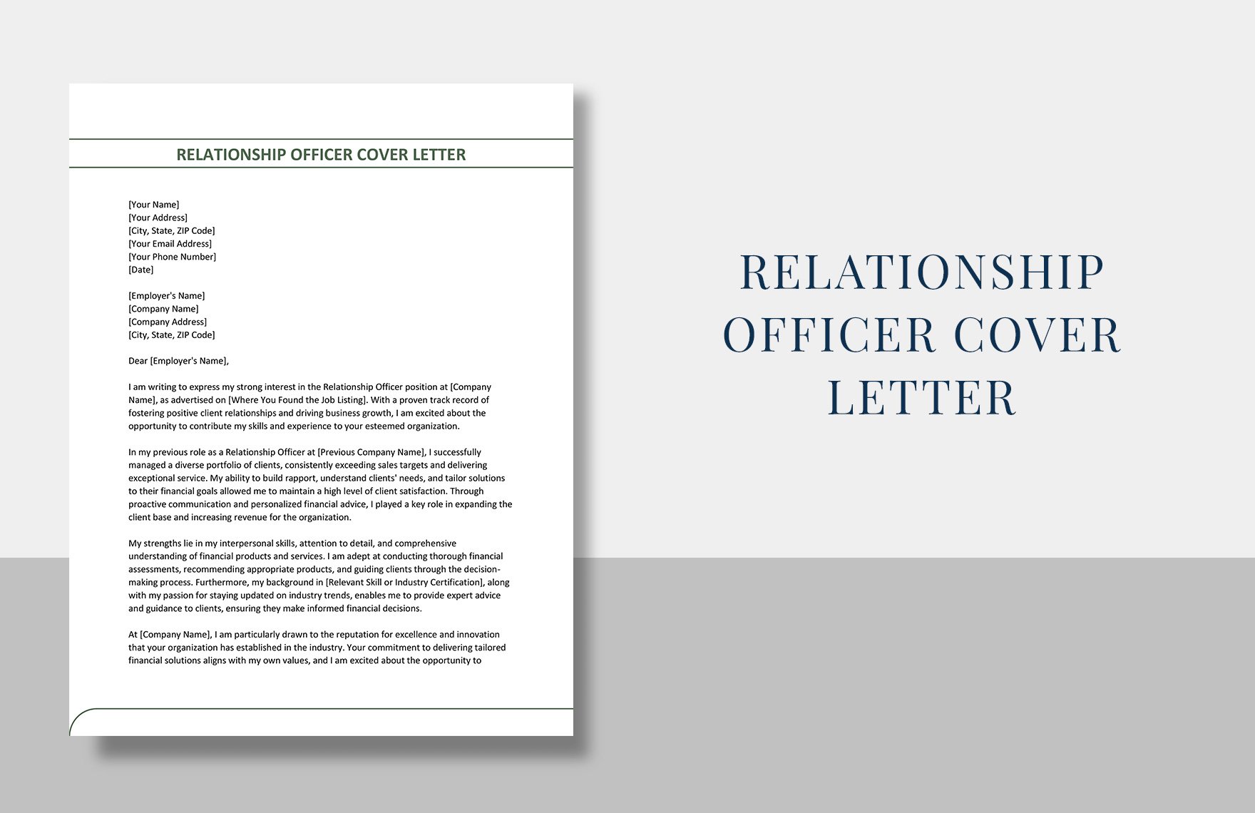 Relationship Officer Cover Letter
