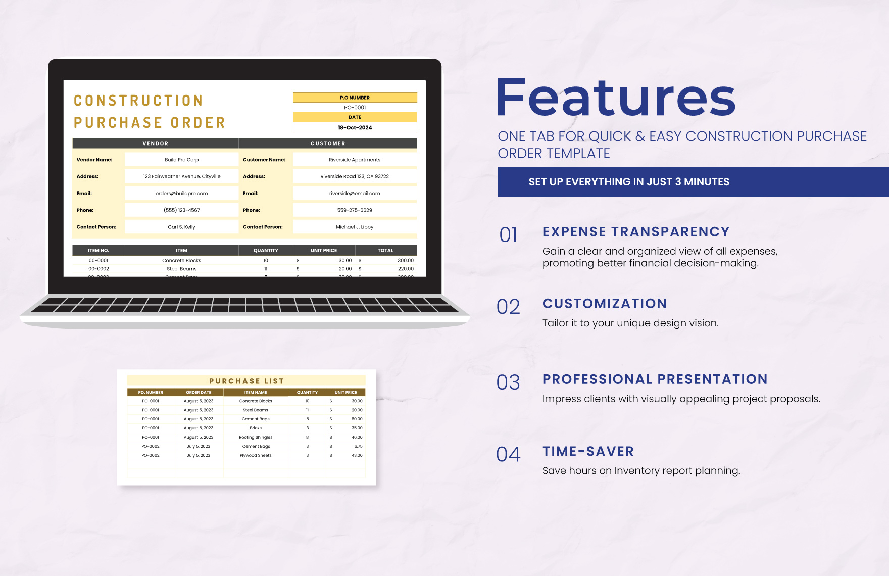 Construction Purchase Order Template