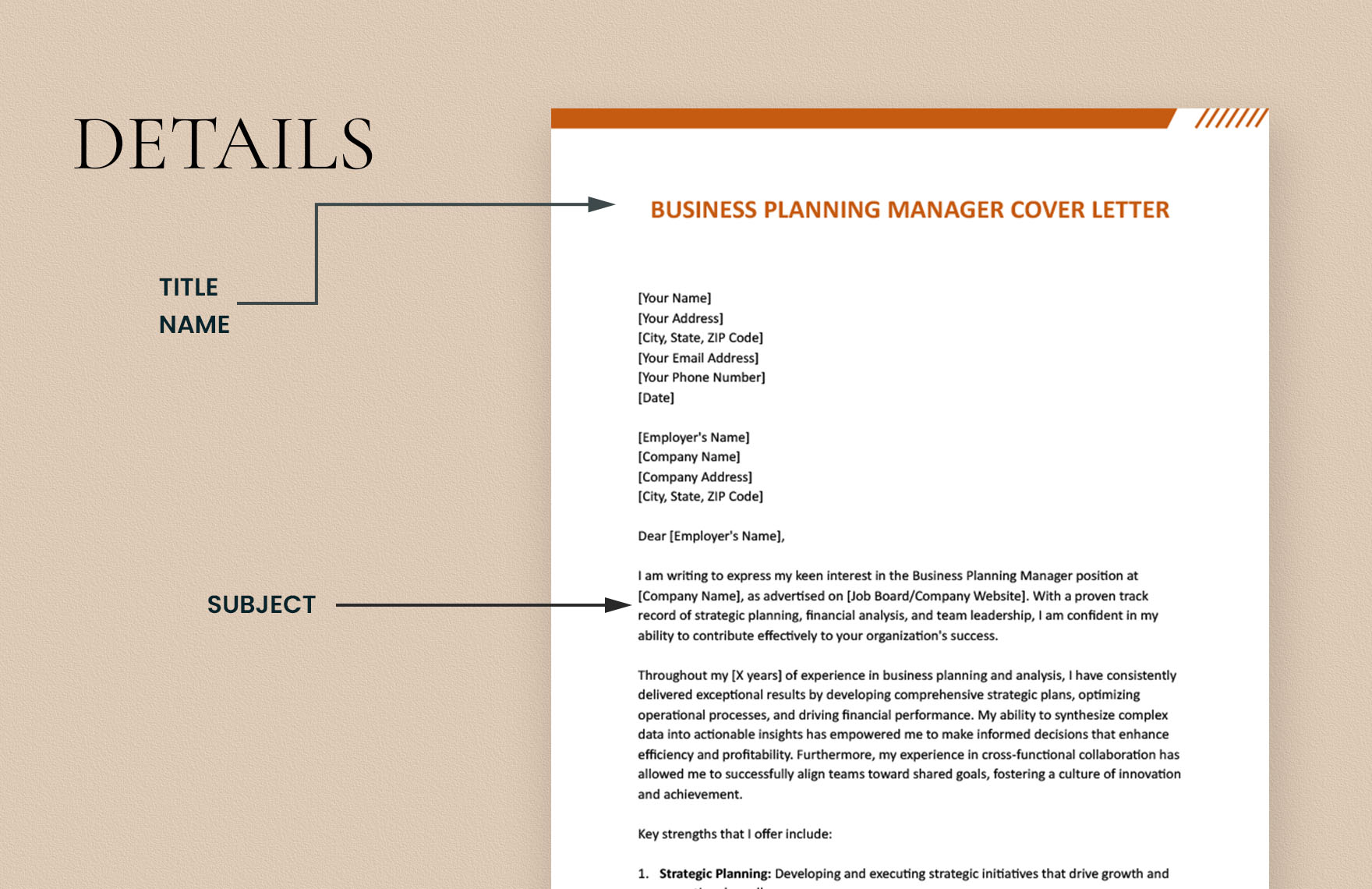 Business Planning Manager Cover Letter