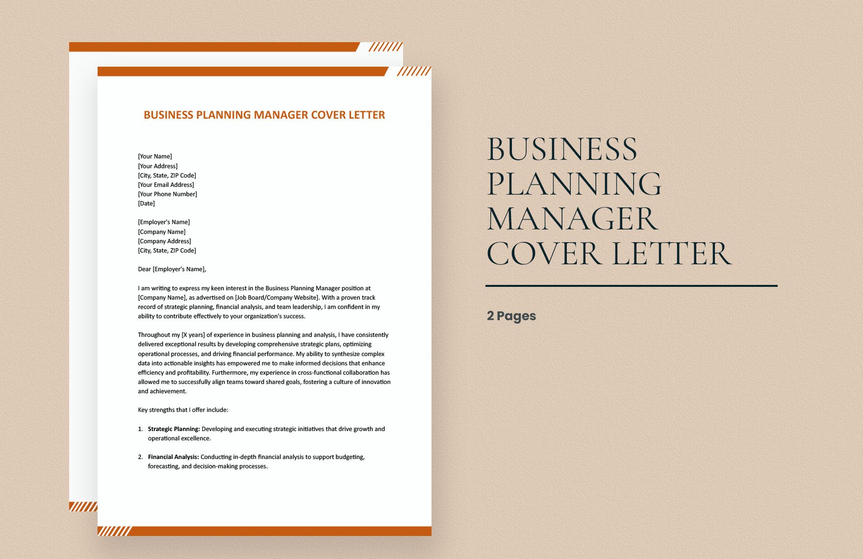 Business Planning Manager Cover Letter