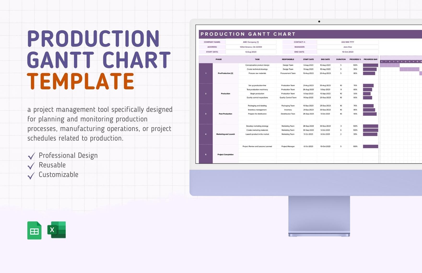 Production Gantt Chart Template