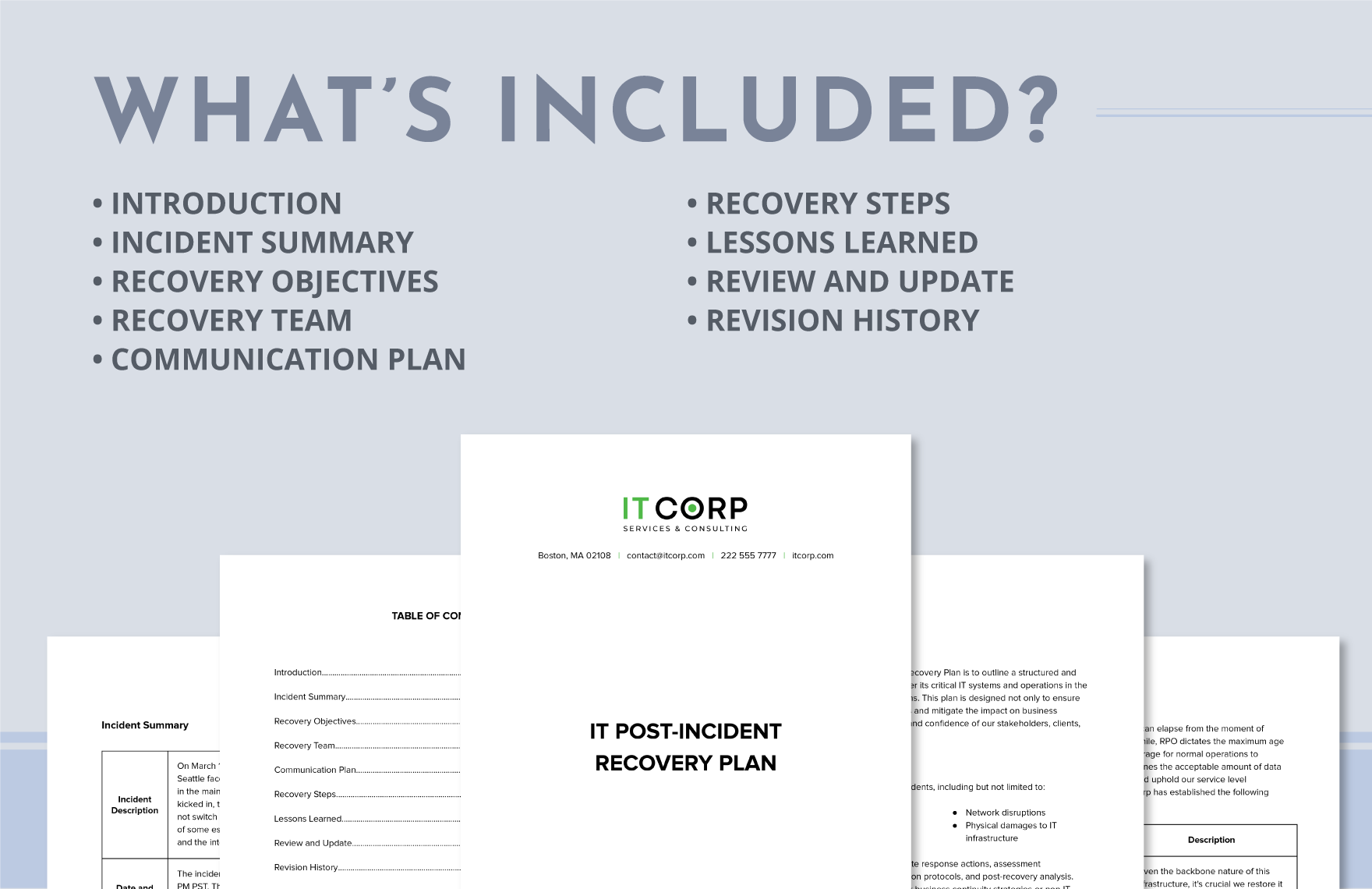 IT Post-Incident Recovery Plan Template