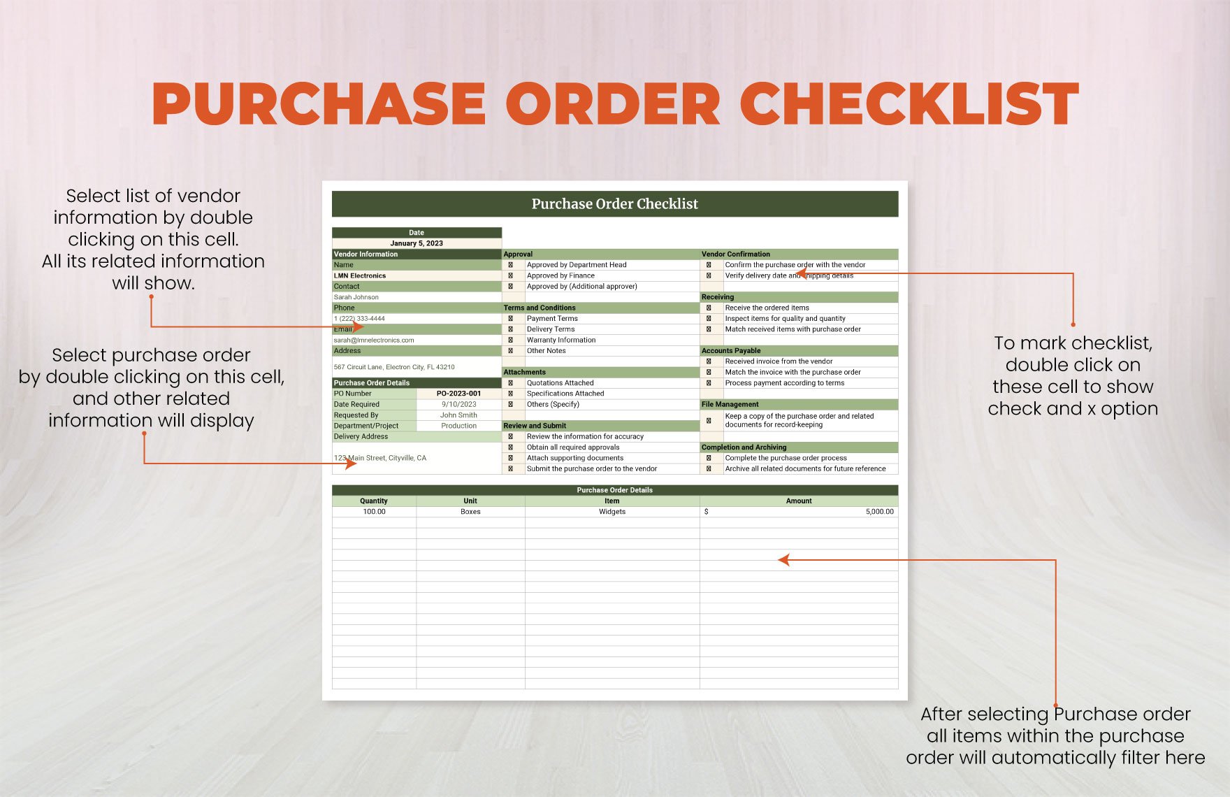 Purchase Order Checklist Template