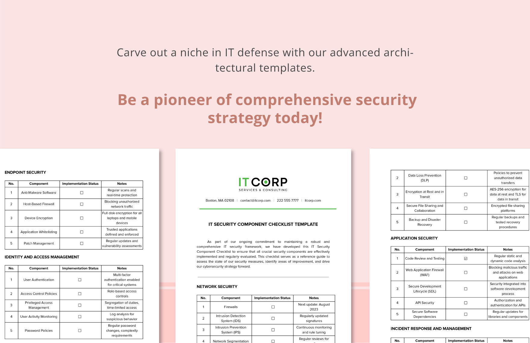 IT Security Component Checklist Template