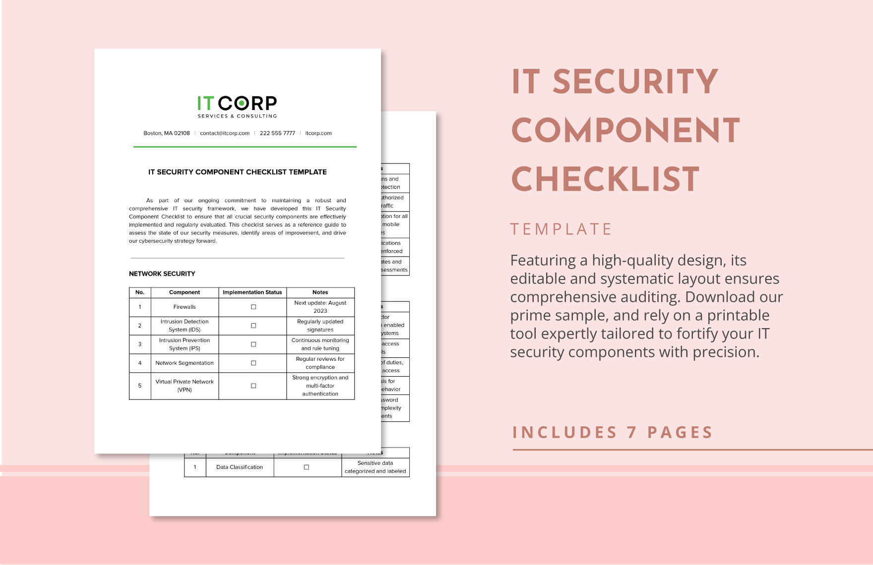 IT Security Component Checklist Template in Word, Google Docs, PDF