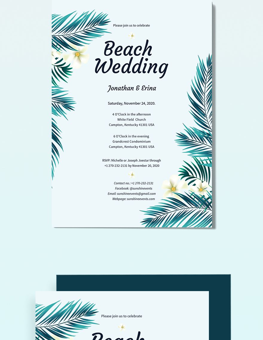 Beach Wedding Invitation Template